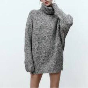 Zara Charcoal Knit Turtleneck Sweater